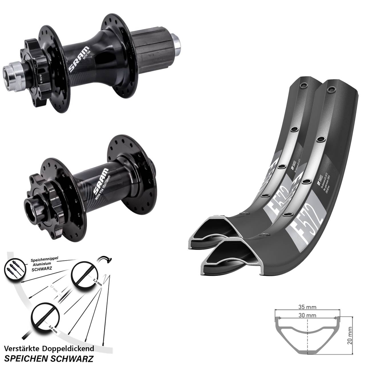Disc Laufrad-Satz 27,5 Zoll DT Swiss F 572 Sram 716 746 8-11 fach HG 15x110 12x148