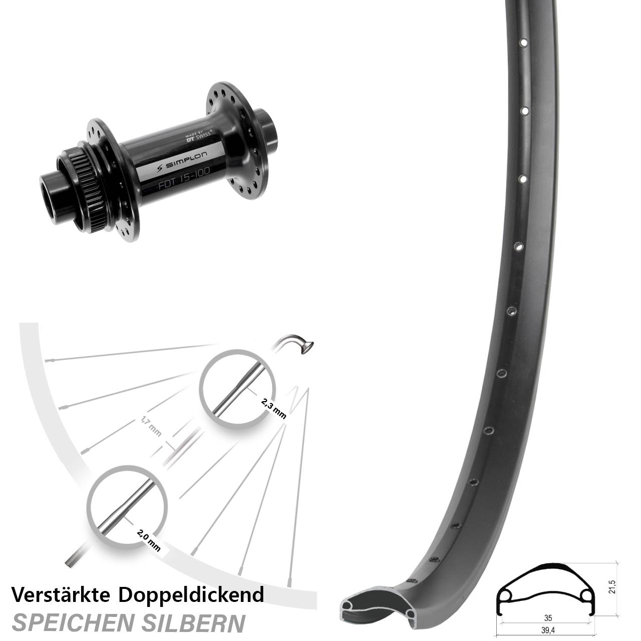 Disc Vorderrad 15x100 29 Zoll Ambrosio E35 DT Swiss 370