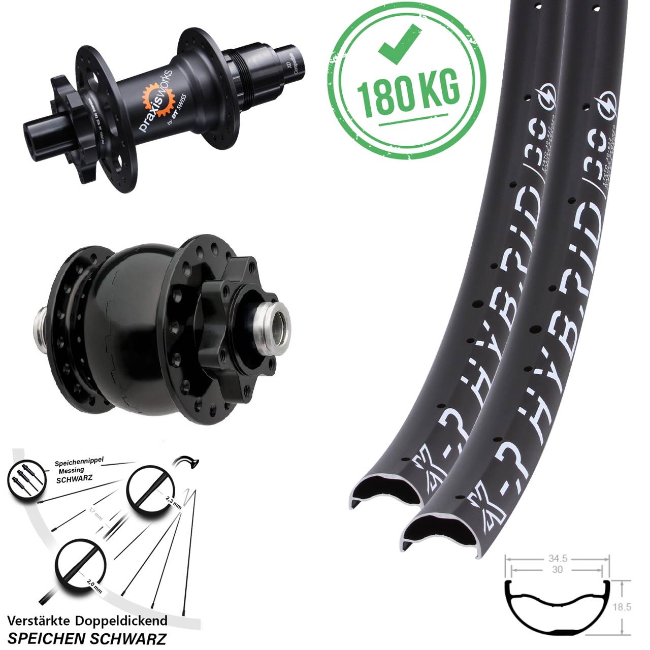 6-Loch Laufradsatz 12x100/142 29 Zoll KX-R Hybrid 30 DT Swiss 350 SON 28 XD 11-12 fach