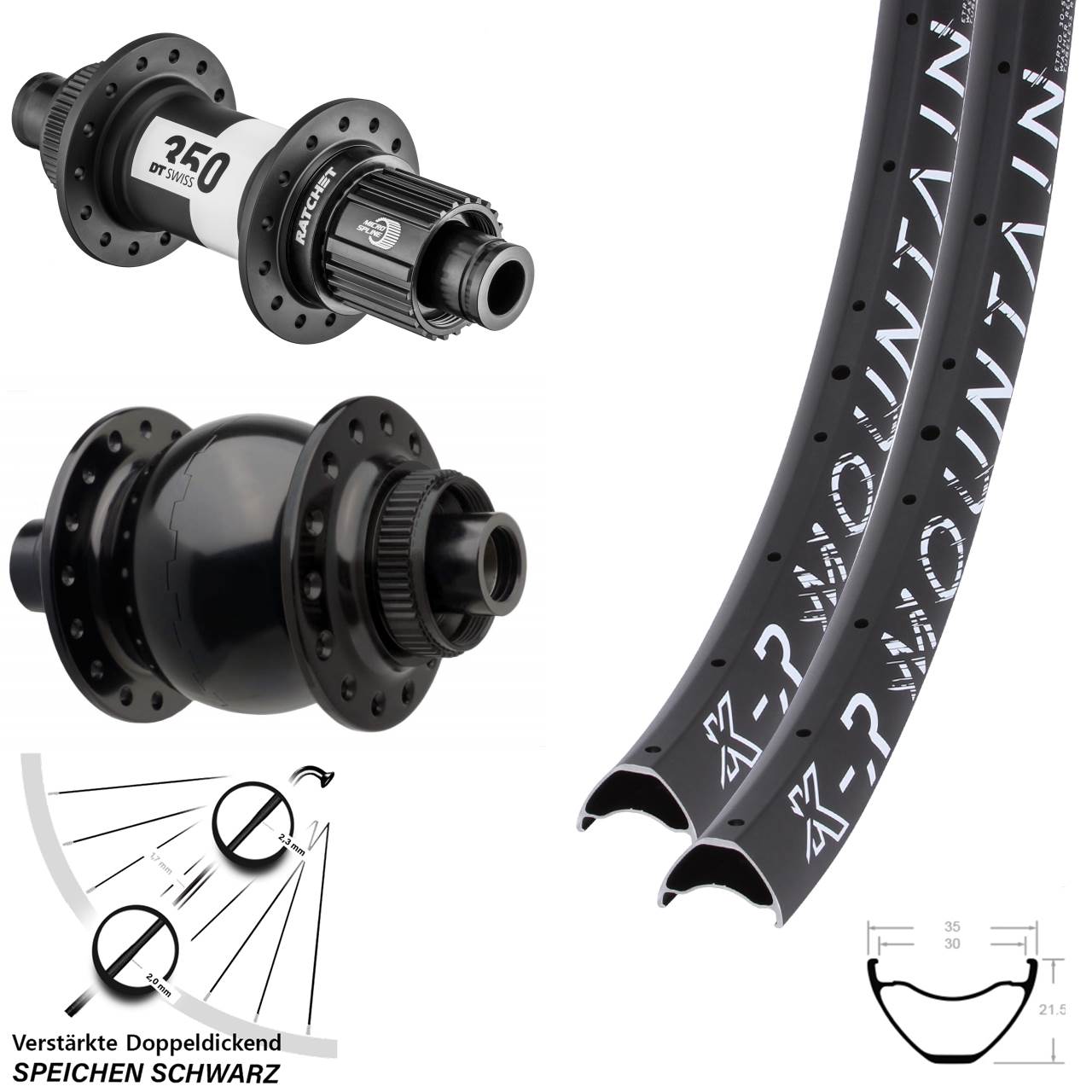 KX-R Mountain DT Swiss 350 SON 28 27,5 Zoll Laufrad-Satz 15x110 12x148 Micro Spline