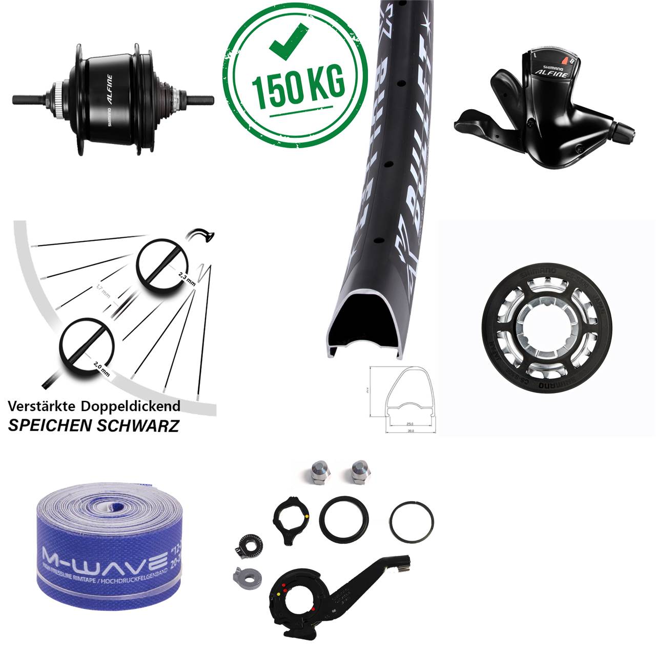 28-29 Zoll Hinterrad Shimano Alfine 8 Gang KX Bullet OS