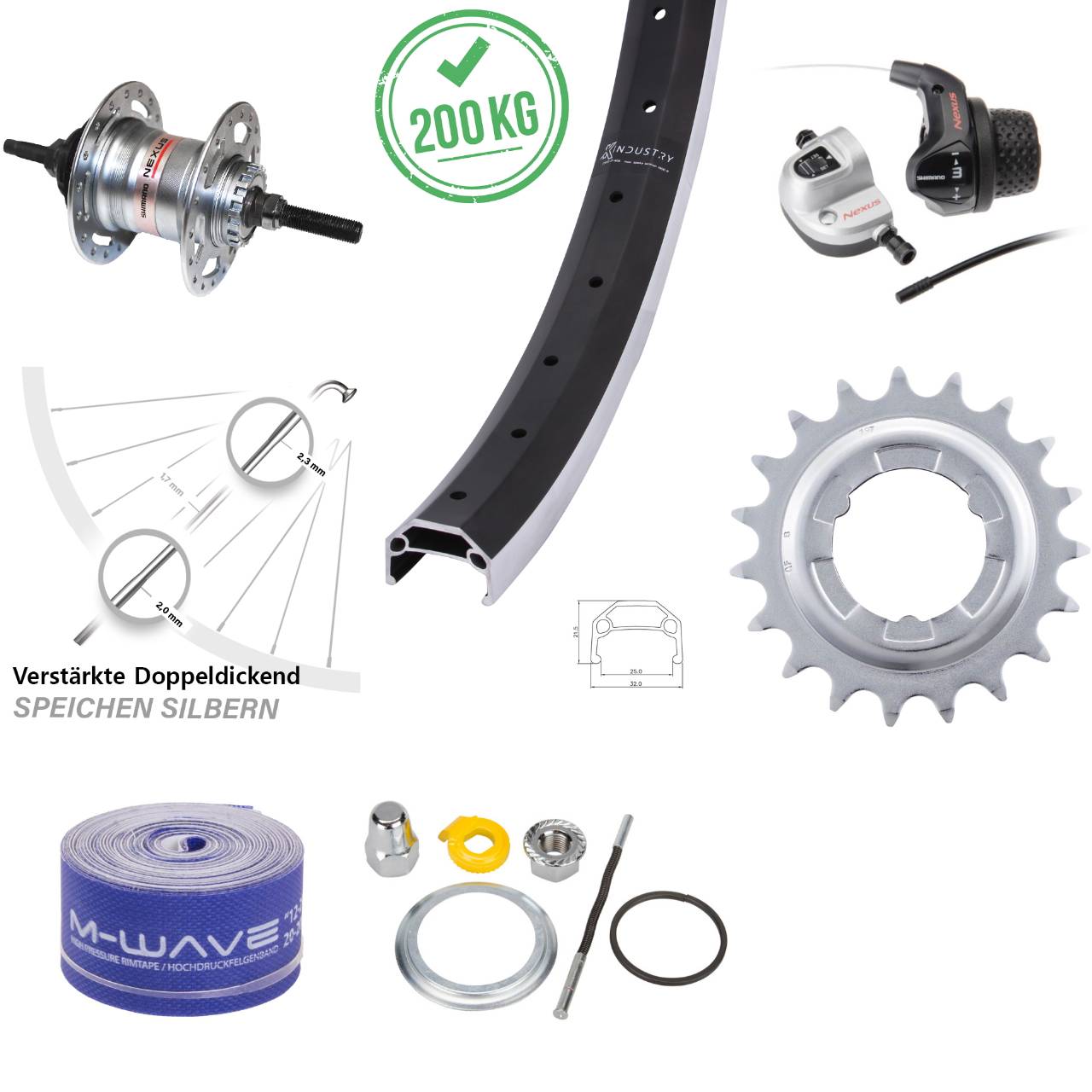 26 Zoll Hinterrad Shimano Nexus 3 Gang KX Industry