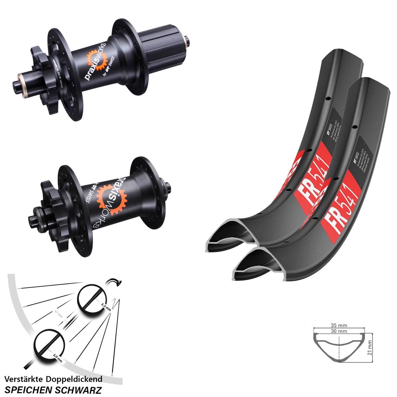 27,5 Zoll DT Swiss FR541 350 Disc Laufrad-Satz für Schnellspanner 8-11 fach HG