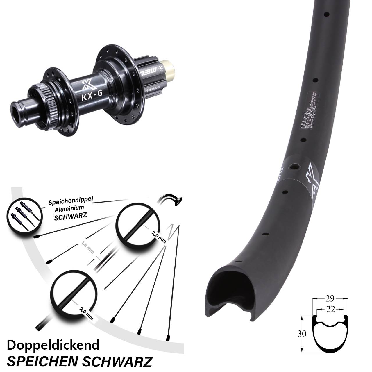 Centerl. Hinterrad 28-29 Zoll KX-GRC Carbon Campagnolo N3W 12x142