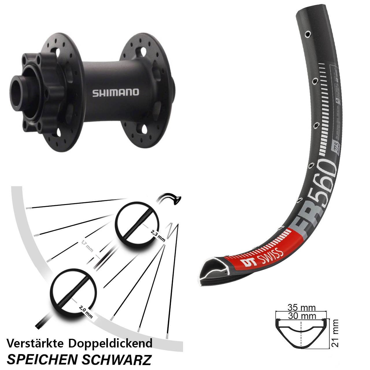 26 Zoll DT Swiss FR 560 Shimano Deore XT HB-M758 Disc Laufrad 15x100