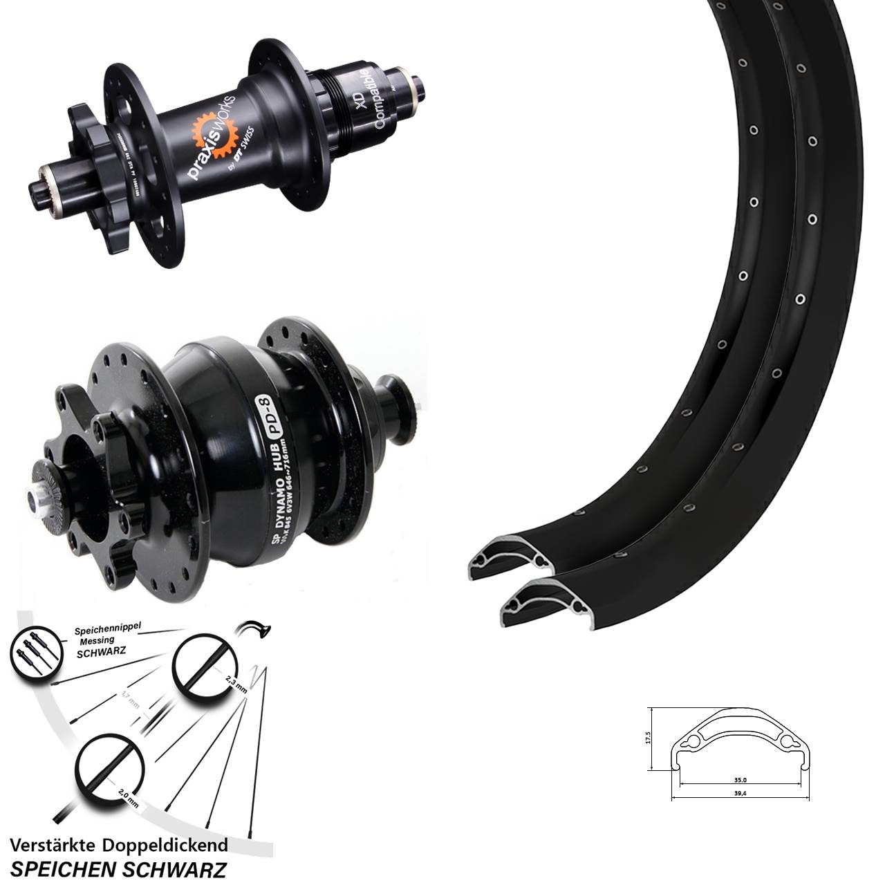 Disc Laufrad-Satz 29 Zoll Ryde Disc 35 DT Swiss 350 Shutter PD-8 SRAM XD QR