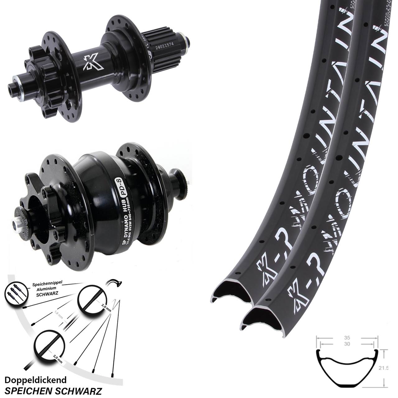 6-Loch Laufradsatz 29 Zoll KX-MR Mountain Shutter Precision PD-8 Shimano Micro Spline QR