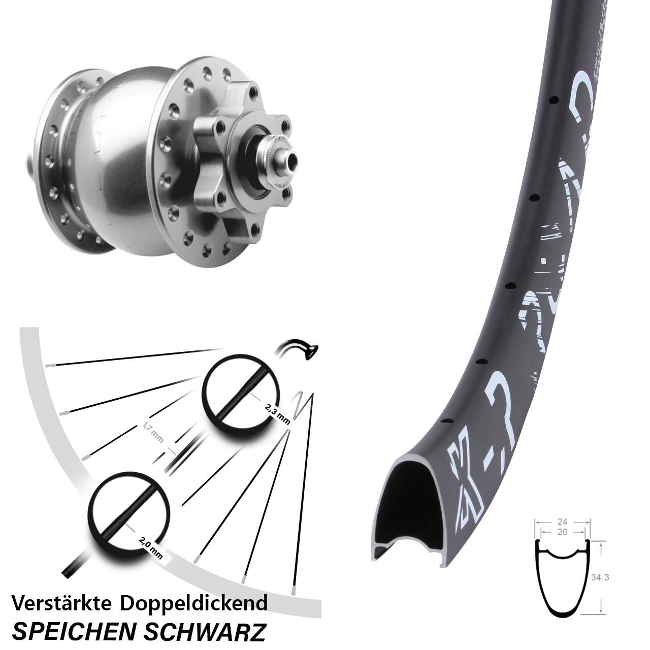 SON 28 Zoll KX-R Road Disc Vorderrad mit Nabendynamo für Schnellspanner