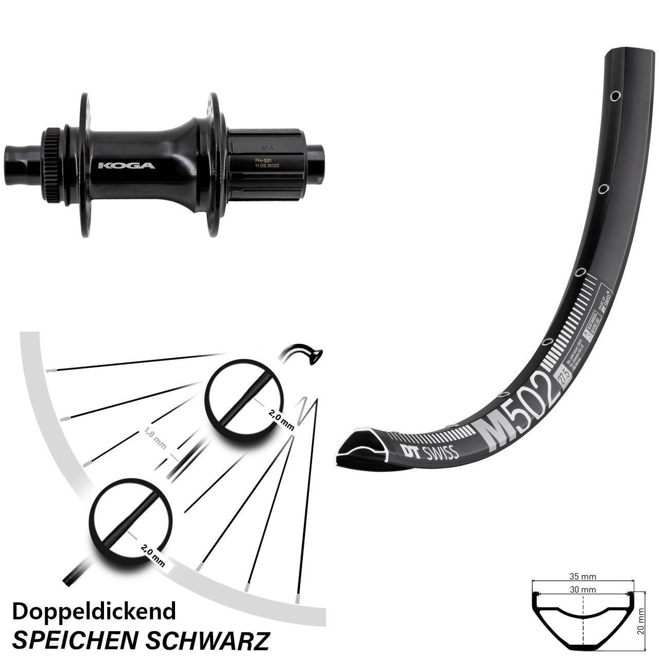 DT Swiss M502 Formula ECT-148S 27,5 Zoll Disc Hinterrad 12x148 Boost 8-11 fach HG