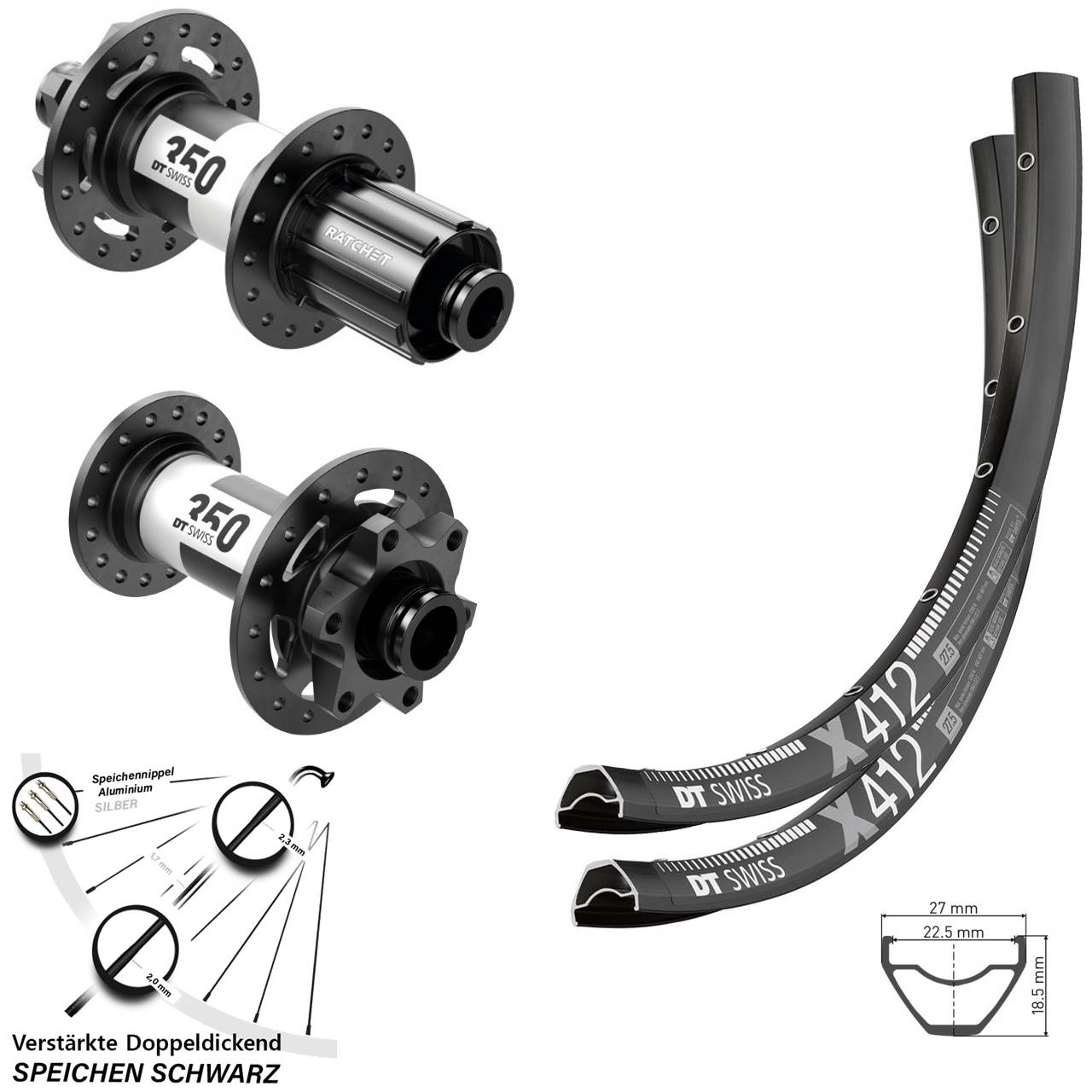 Disc Laufrad-Satz 28-29 Zoll DT Swiss X 412 350 8-11 fach HG 15x110 12x148