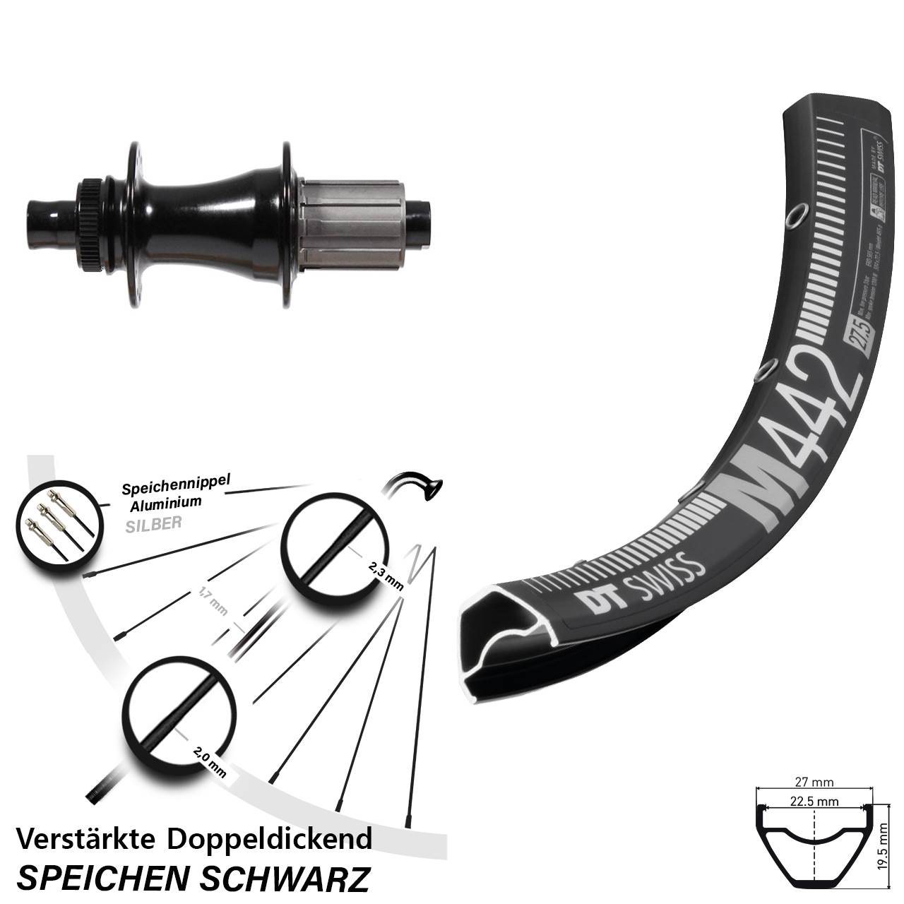 28-29 Zoll DT Swiss M 442 Formula Disc Laufrad 12x148 8-11 fach HG
