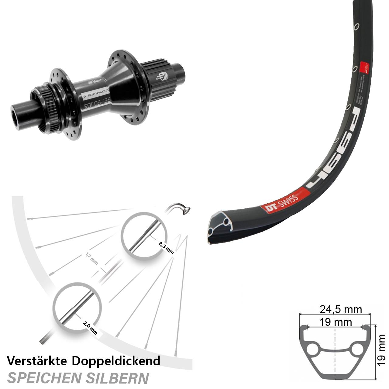 Centerlock Hinterrad 28 Zoll DT Swiss 466d 370 Hybrid Shimano Micro Spline 12x142