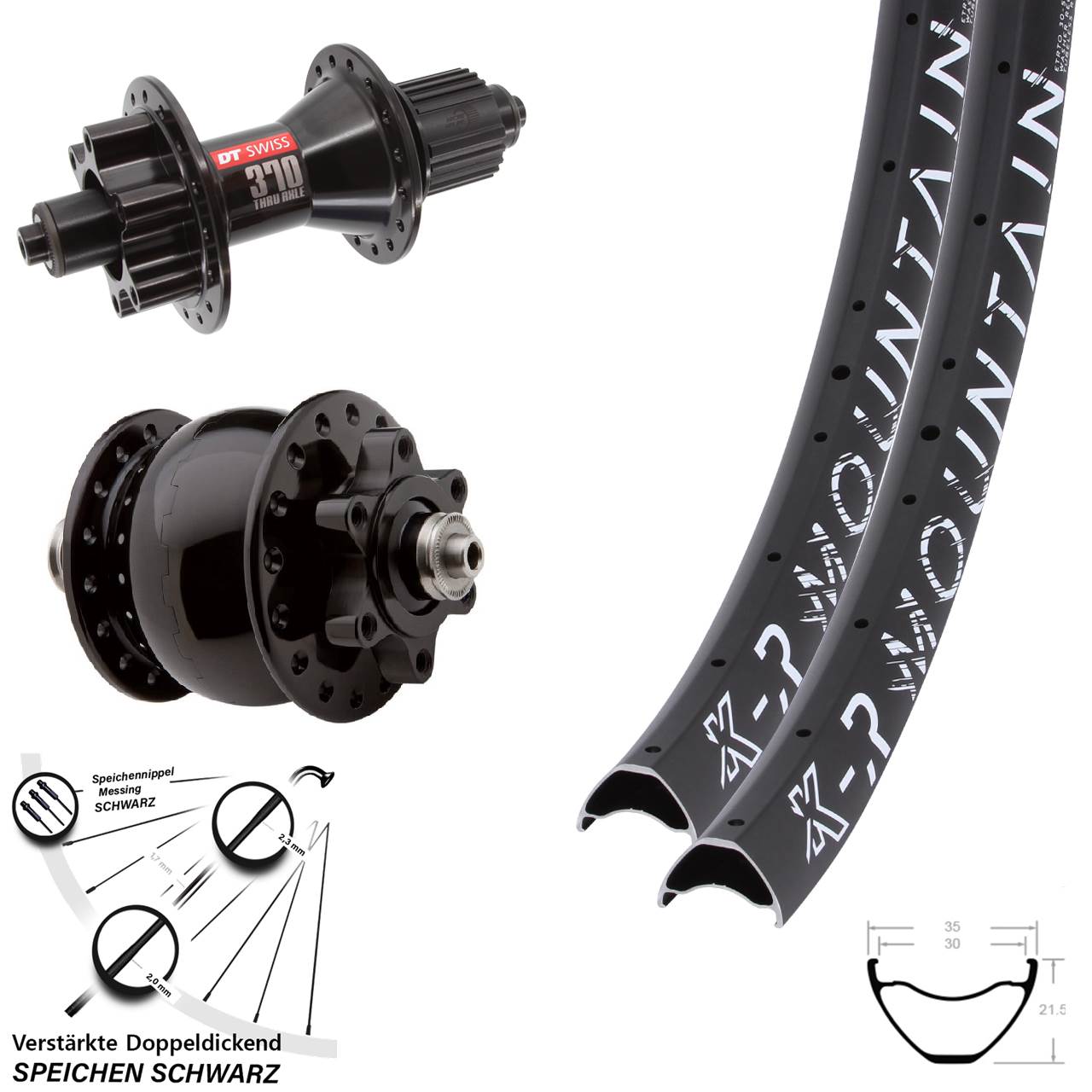 29 Zoll KX-R Mountain DT Swiss 370 SON 28 Disc Laufradsatz QR Shimano Micro Spline