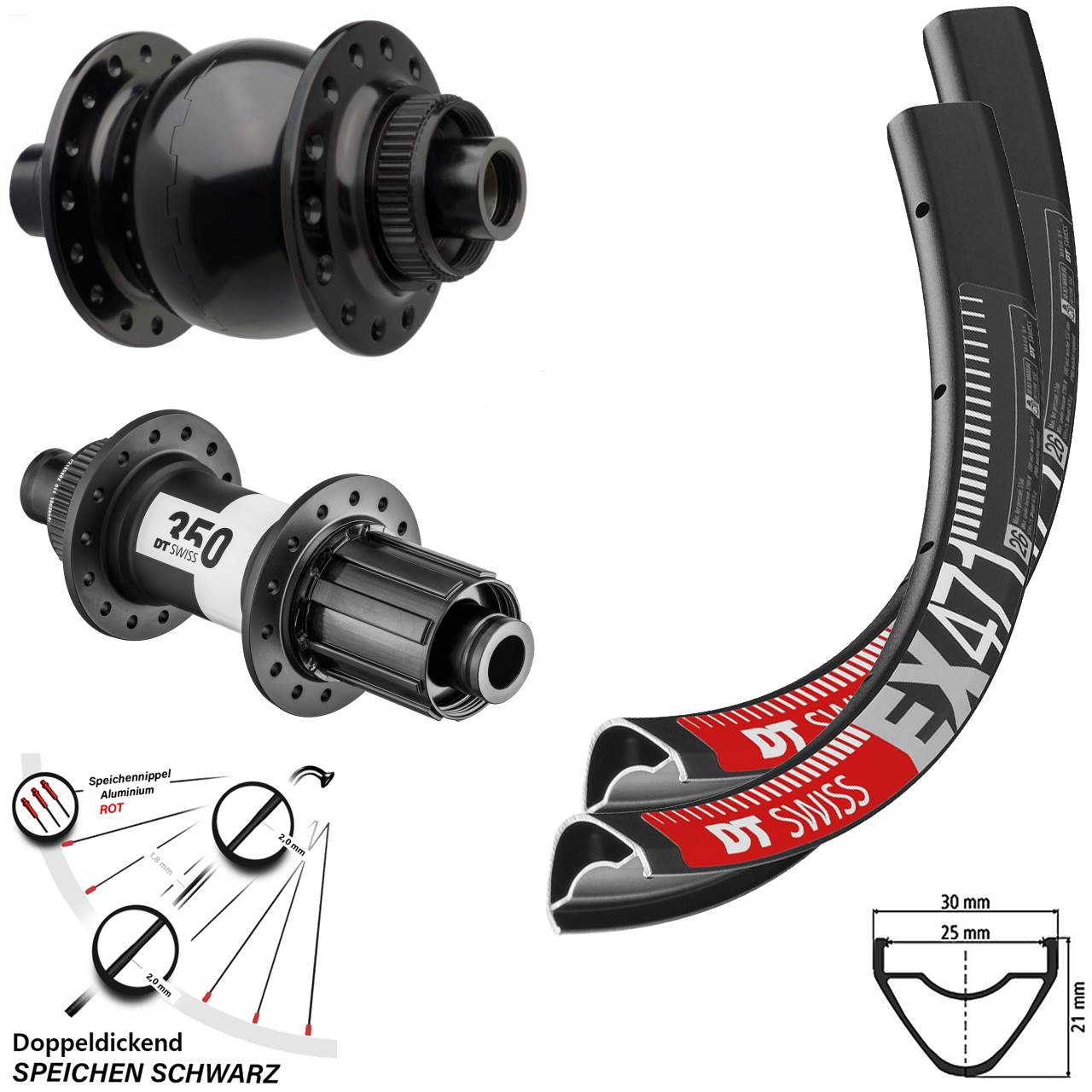 29 Zoll Laufradsatz Dynamo SON 28-15 EX 471 DT Swiss 350 Boost Centerlock Shimano HG