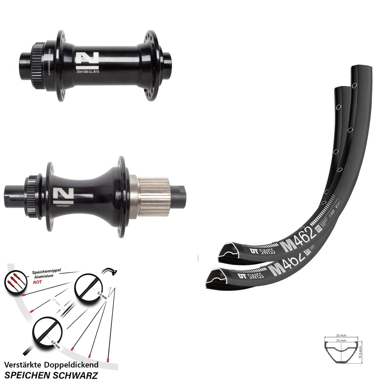 DT Swiss M462 Novatec D041 D462SB 27,5 Zoll Disc Laufradsatz 15x110 12x148 Micro Spline