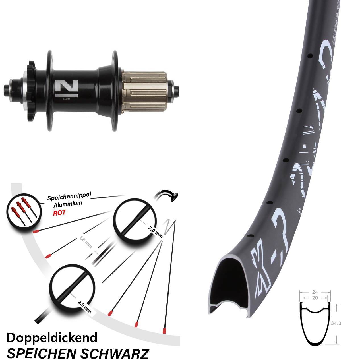 Disc Laufrad QR 28 Zoll KX-R Road Novatec D042 8-11 fach HG