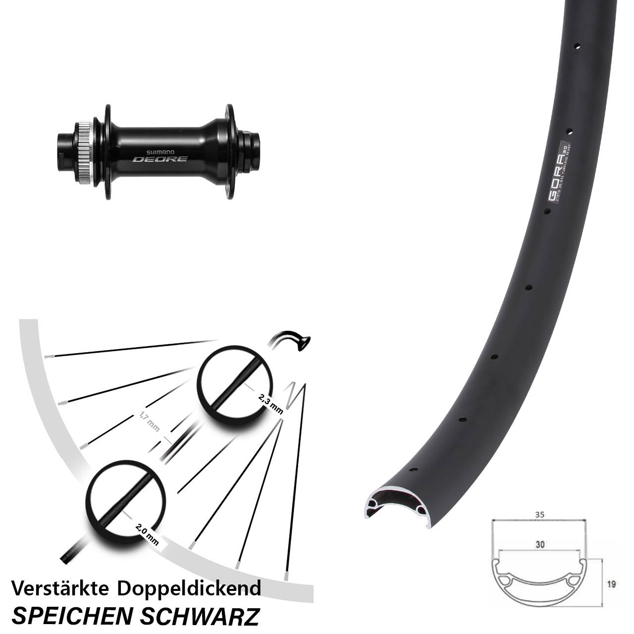 Boost Vorderrad Centerlock 15x110 26 Zoll Gora 30 Shimano Deore