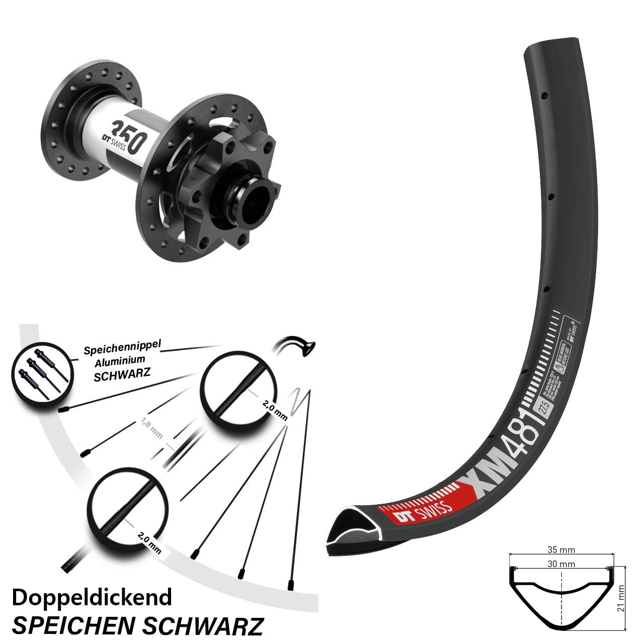 Disc Vorderrad 27,5 Zoll DT Swiss XM481-350 15x110 Boost
