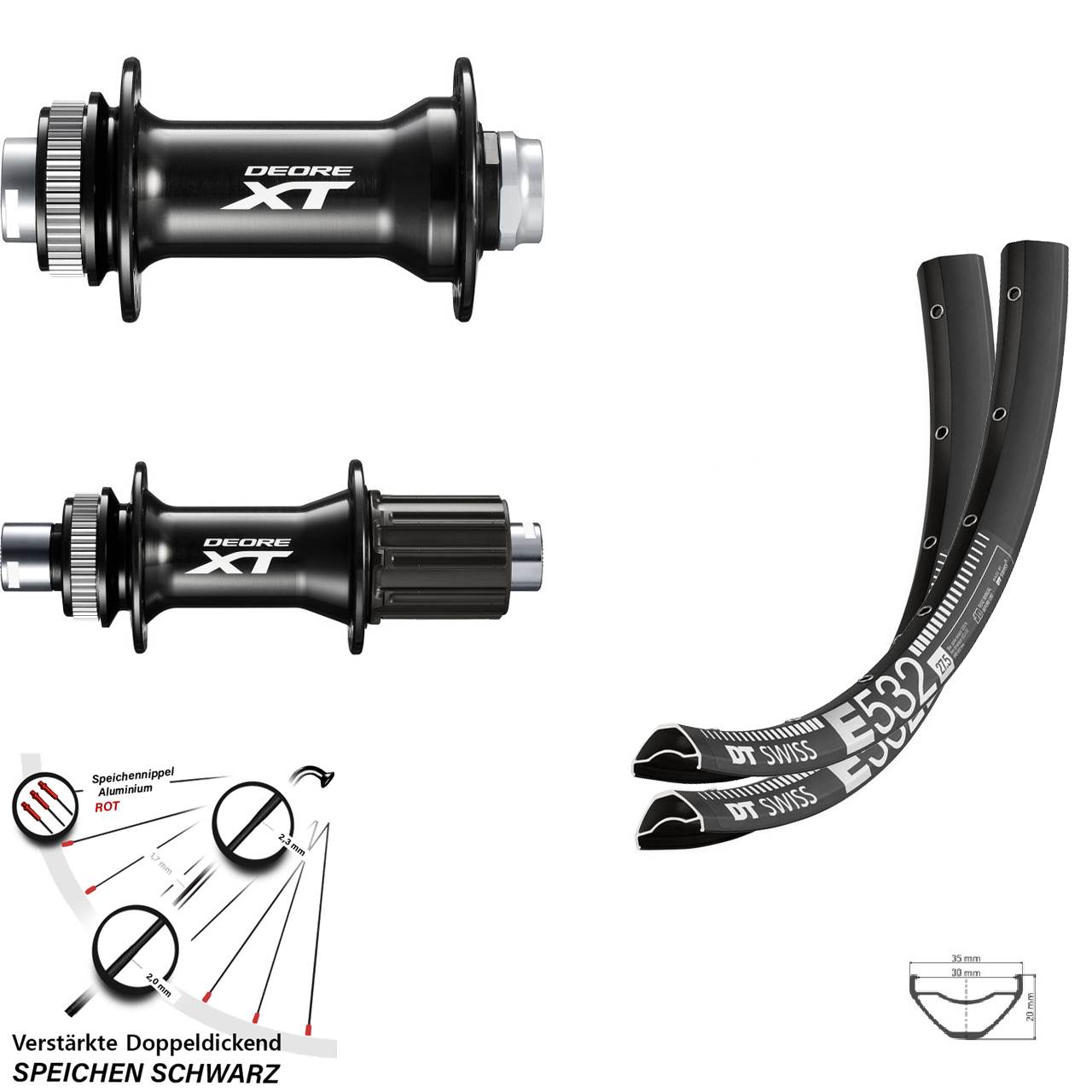 Laufradsatz Centerlock 15x110 12x148 29 Zoll DT Swiss E 532 Shimano XT 8-11 fach HG
