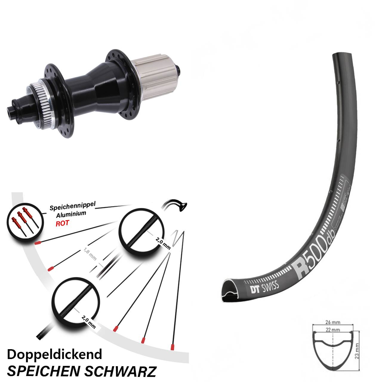 DT Swiss R500 28 Zoll Hinterrad Novatec 8-12 fach