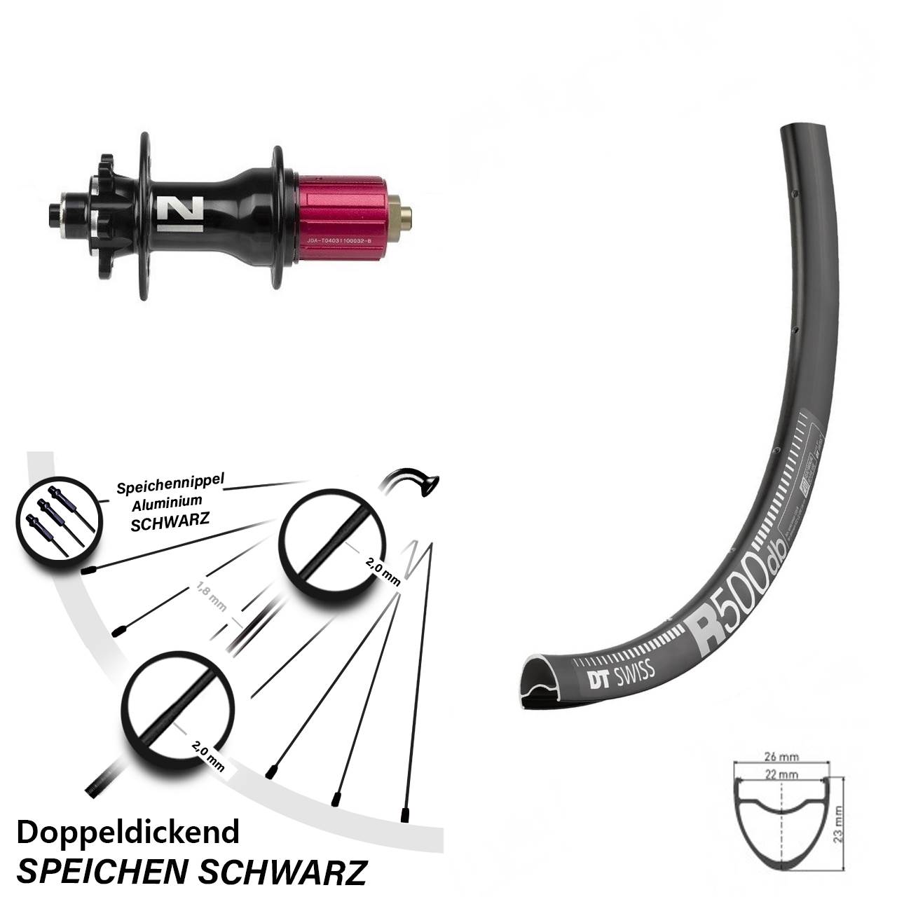 28 Zoll Gravel-Laufrad DT Swiss R 500 mit Novatec D792SB 6-Loch Nabe 8-12 fach