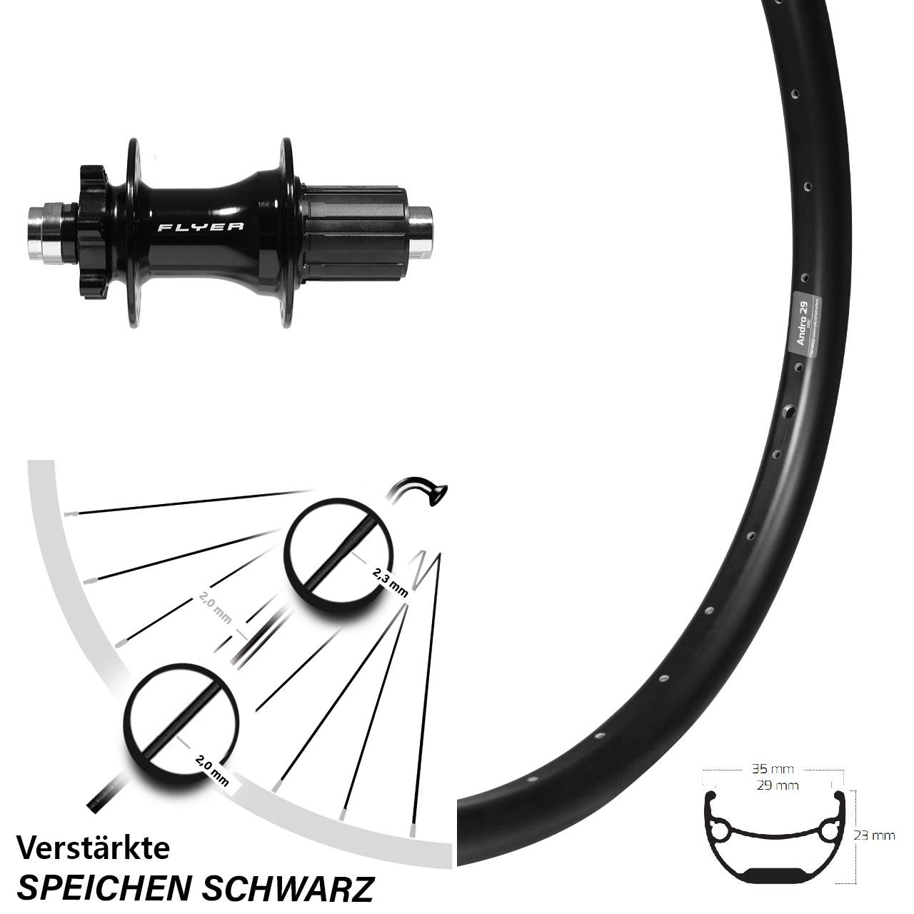 Ryde Andra 29 Zoll Hinterrad Formula DHT-142 für Scheibenbremse 8-11 fach