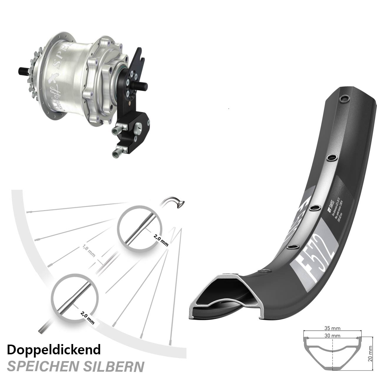 DT Swiss F 572 Rohloff Speedhub 500/14 TS DB OEM2 Tandem 29 Zoll Disc Hinterrrad