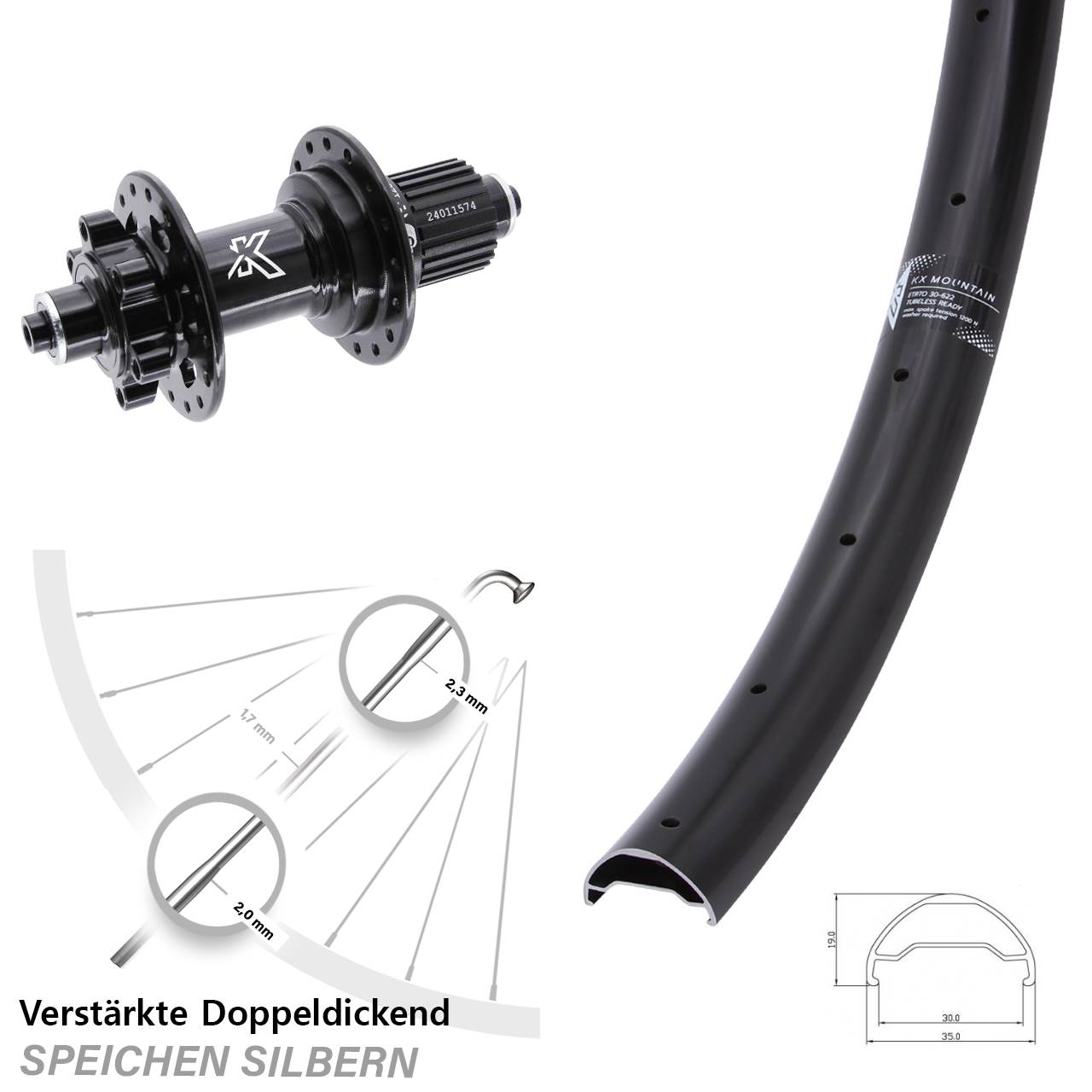 KX-M Mountain 29 Zoll 6-Loch Hinterrad für Schnellspanner Shimano Micro Spline