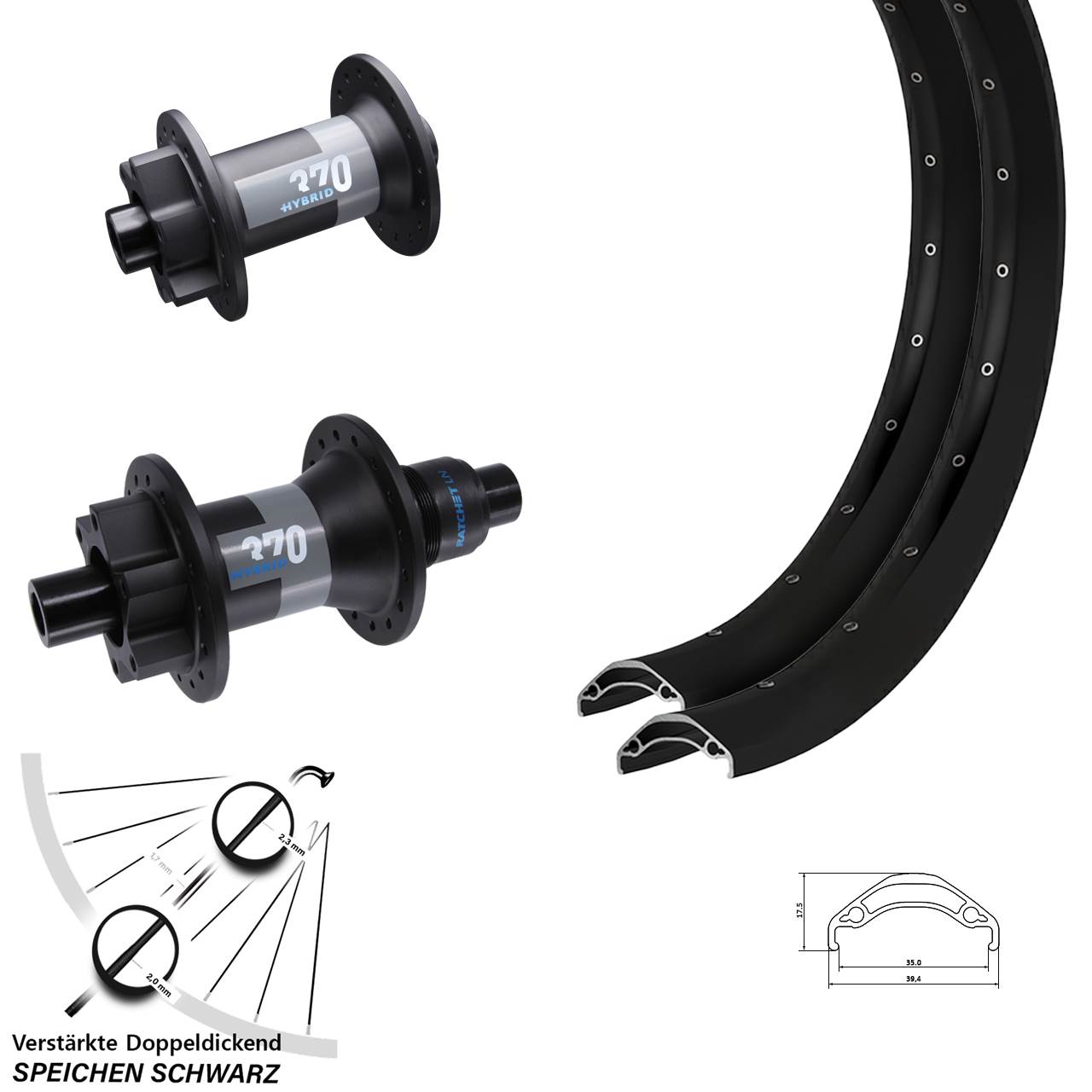 Ryde Disc 35 DT Swiss 370 Hybrid 29 Zoll Disc Laufradsatz 15x110 12x148 XD 11-12 fach