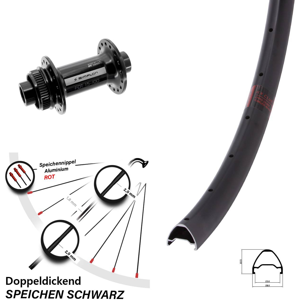 28 Zoll KX Clue DT Swiss 370 Disc 12x100 Vorderrad