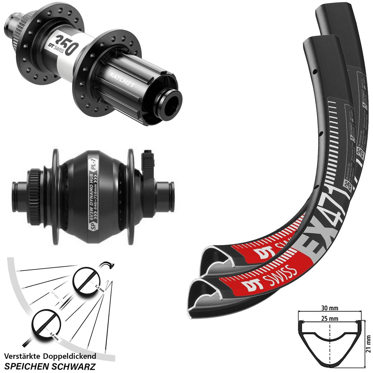 27,5 Zoll DT Swiss EX471 SP PL-7 350 HG Centerlock Laufradsatz 12x100/142