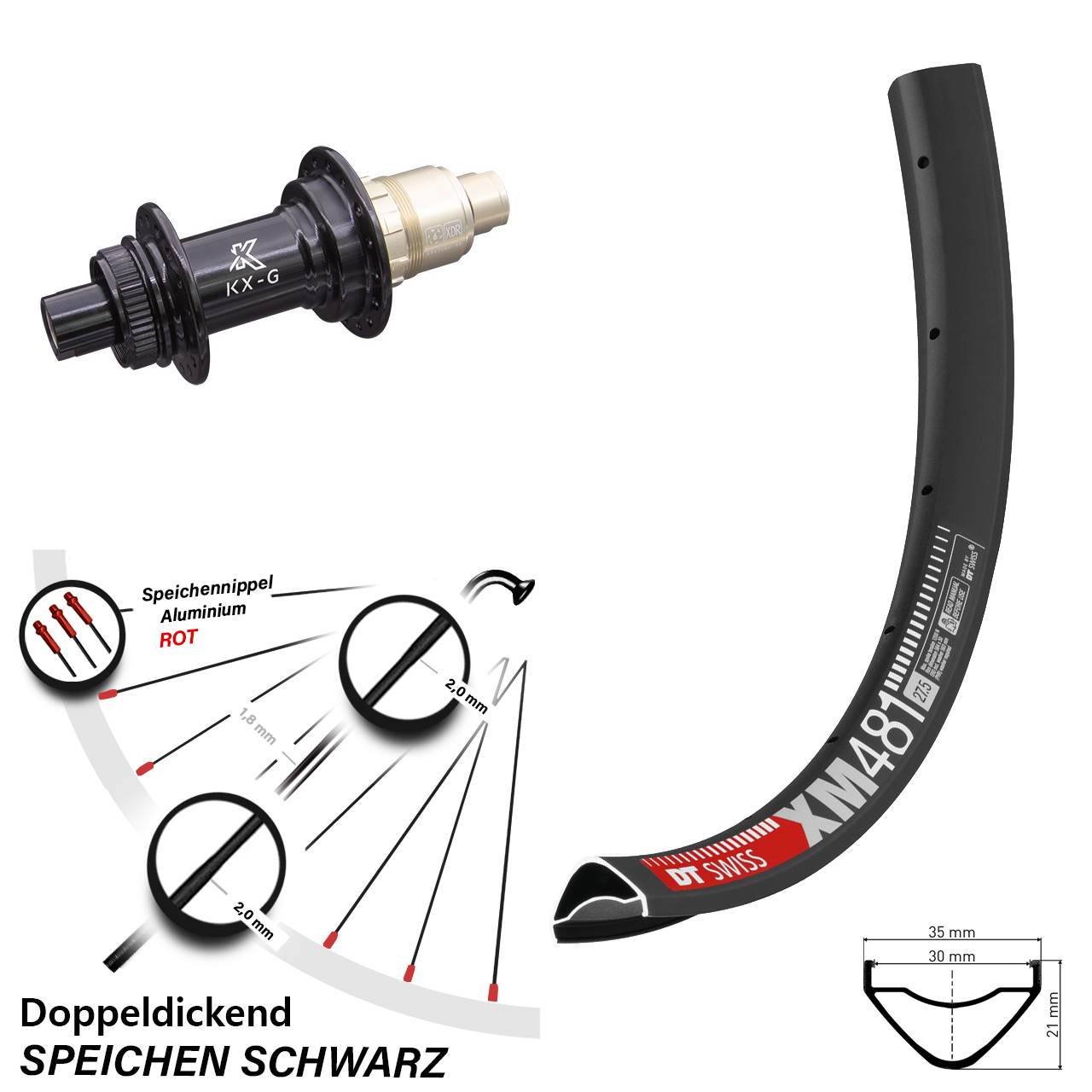 Centerlock Hinterrad 27,5 Zoll DT Swiss XM 481 KX-G 12x142