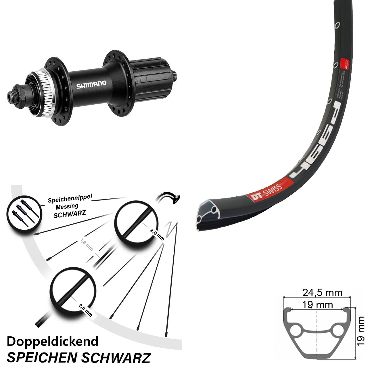 Hinterrad 28 Zoll DT Swiss 466d Shimano Alivio