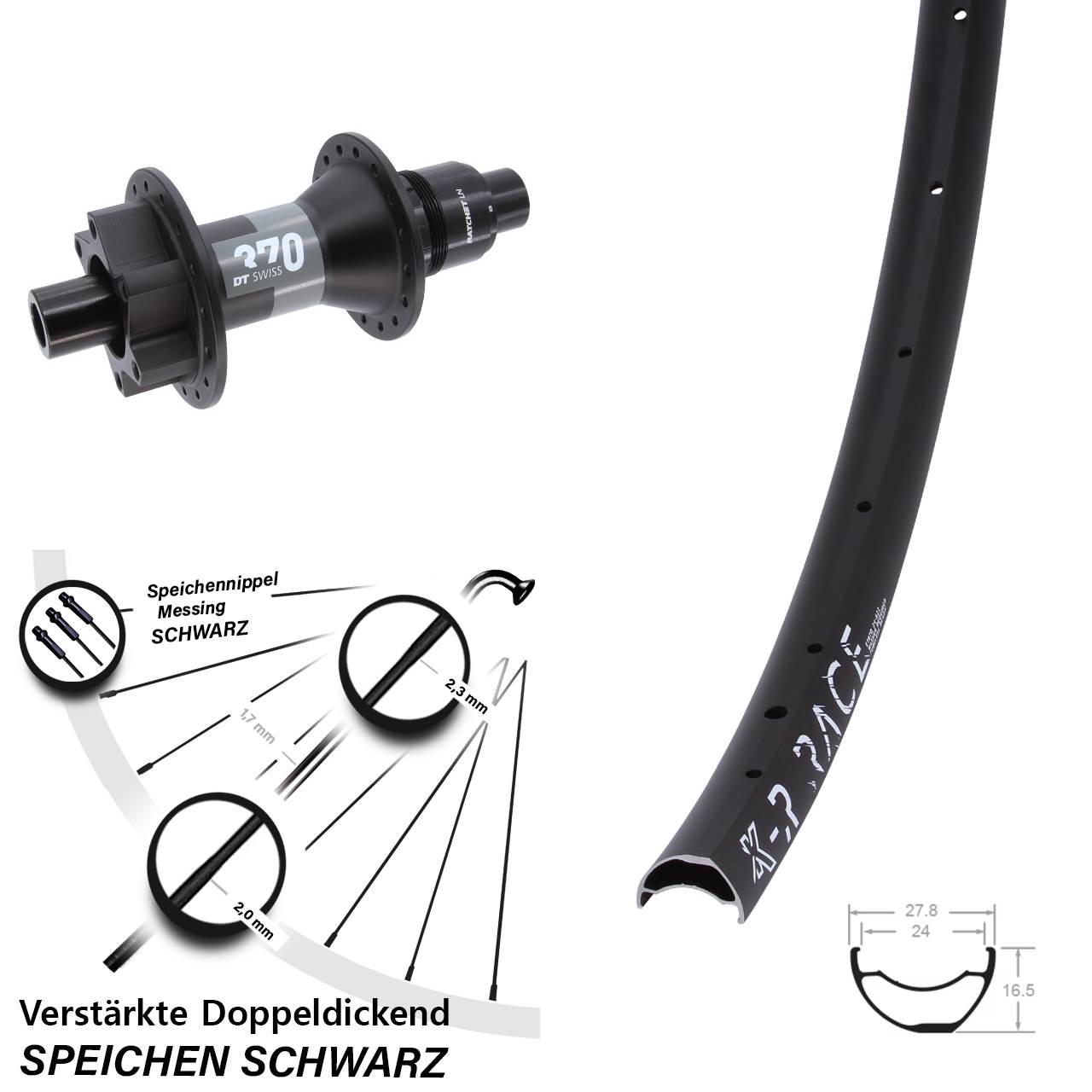 KX-R Race DT Swiss 370 28-29 Zoll Disc Laufrad 12x148 SRAM XD