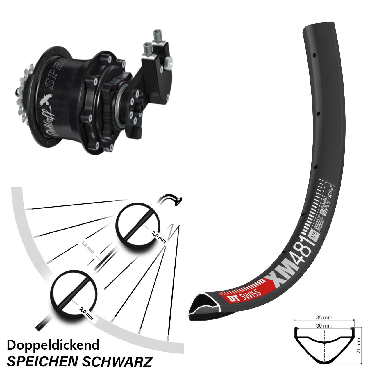Disc Hinterrrad 27,5 Zoll DT Swiss XM 481 Rohloff CC DB OEM Tandem