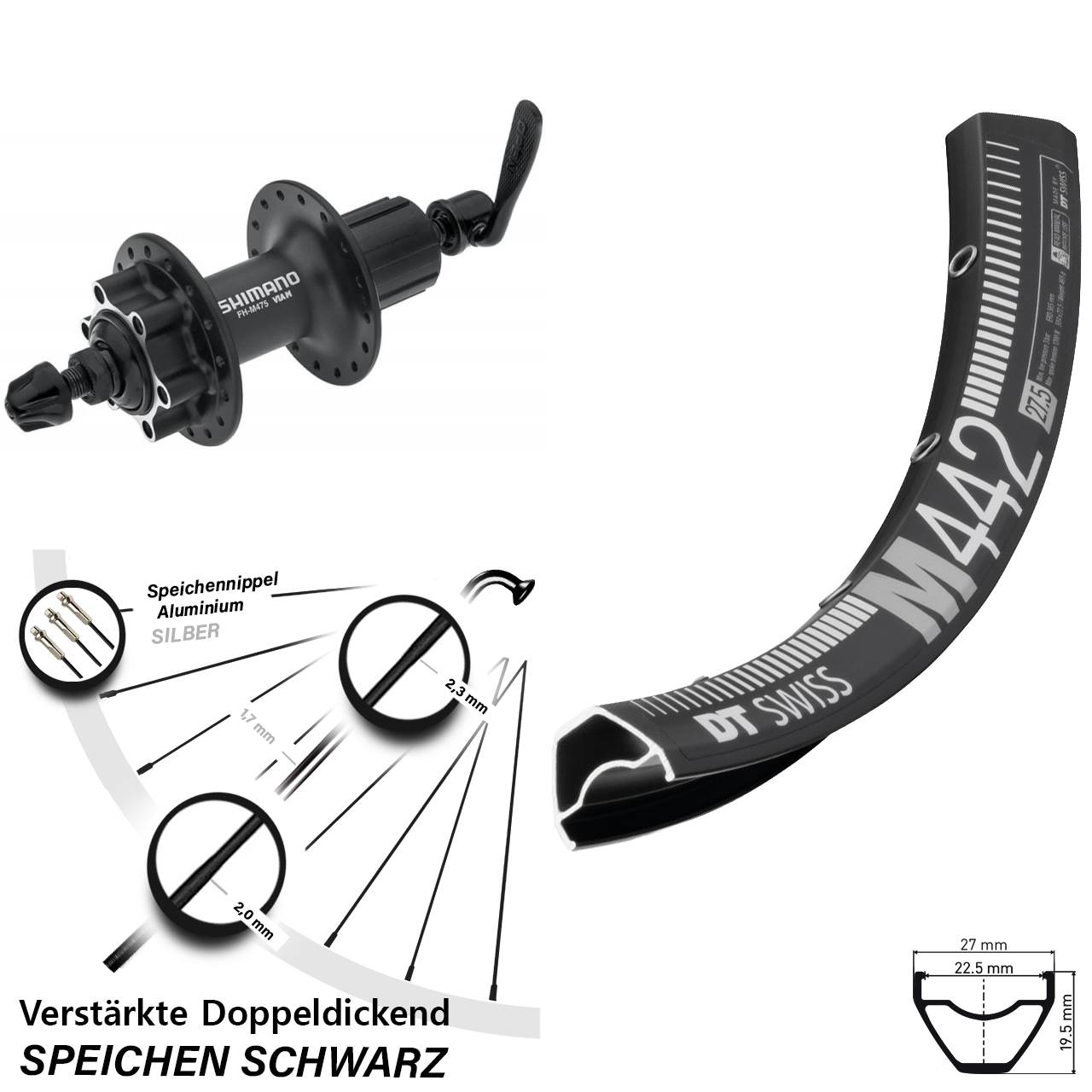 Hinterrad 6-Loch 28-29 Zoll DT Swiss M442 Shimano Alivio 8-11 fach für Schnellspanner