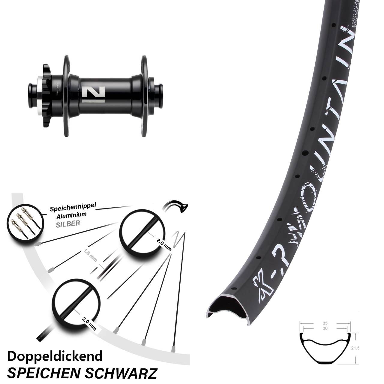 29 Zoll KX-R Mountain Novatec D041SB Vorderrad 6-Loch 15x110 Boost