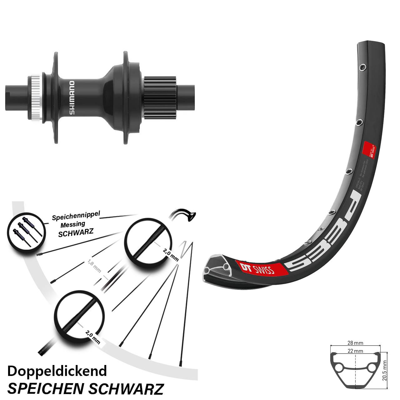 Disc Laufrad 27,5 Zoll DT Swiss 533d Shimano FH-MT410 Micro Spline 12x142