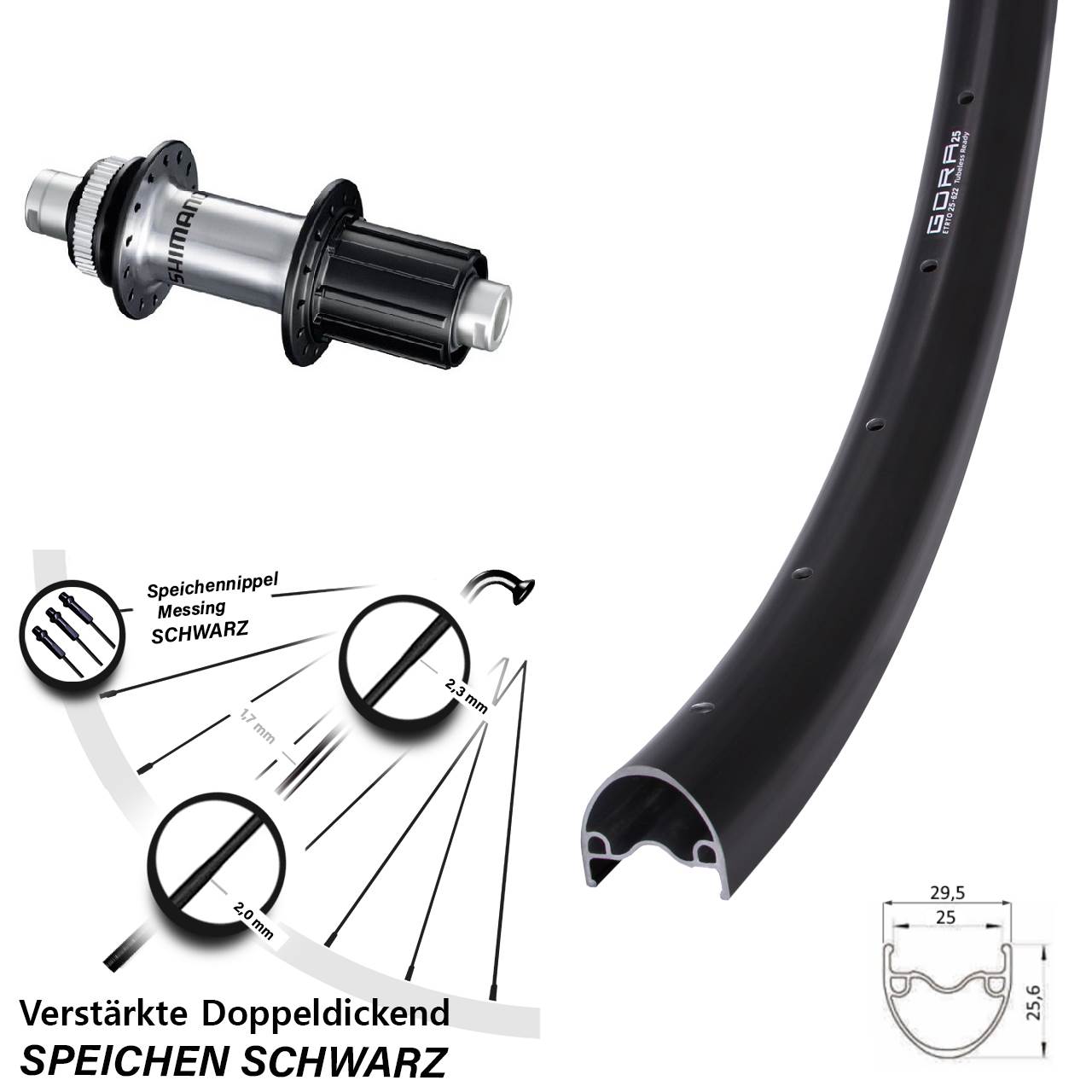 Hinterrad Centerlock 29 Zoll Gora 25 Shimano FH-RS770 8-12 fach HG 12x142