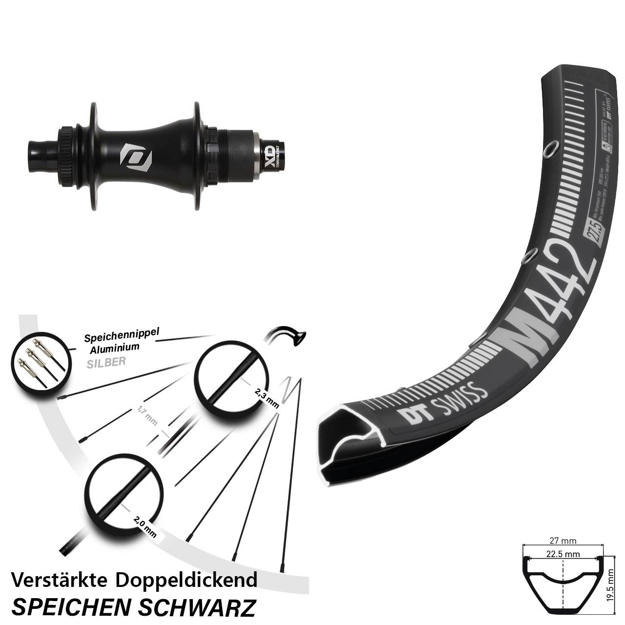 Centerlock Hinterrad 28-29 Zoll DT Swiss M 442 Syncros XD 11-12 fach 12x148