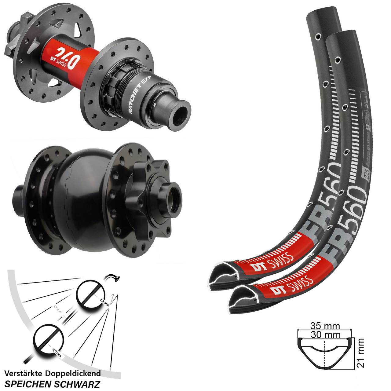 DT Swiss FR560 240 SON 28 26 Zoll Laufradsatz 6-Loch 15x110 12x148 SRAM XD