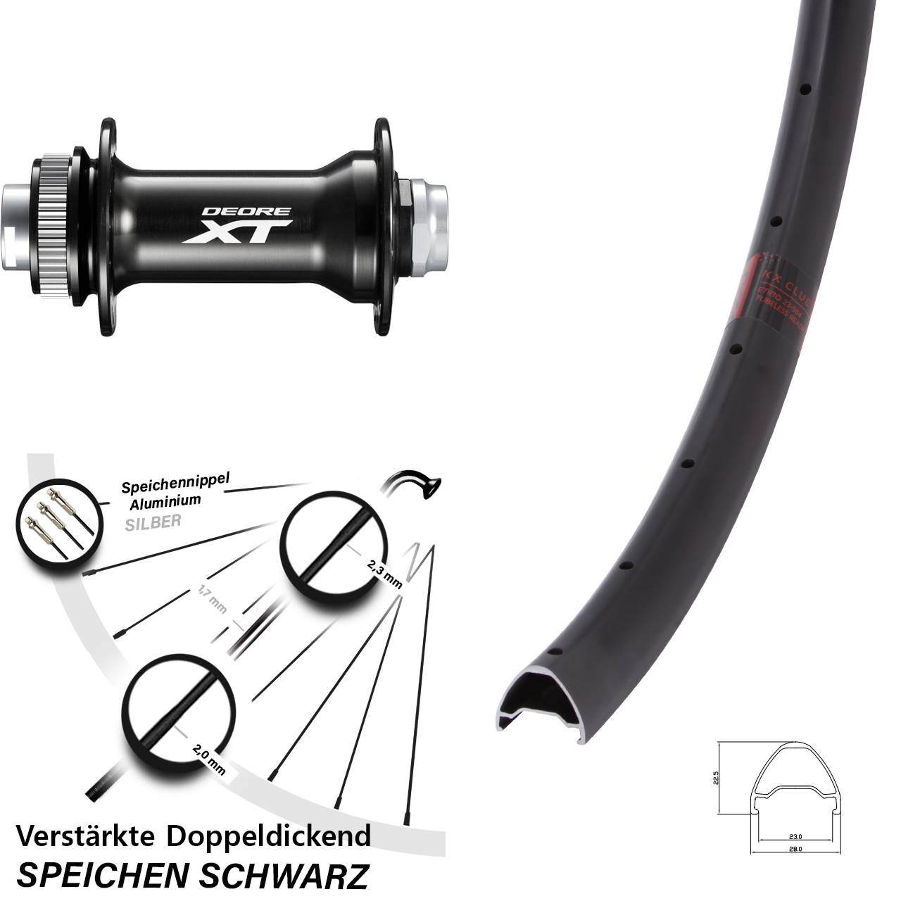 28 Zoll KX Clue Shimano XT Disc Laufrad 15x110 Boost