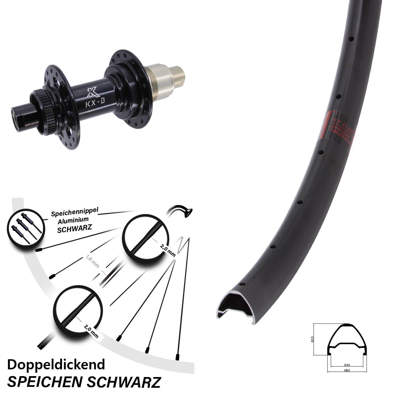 Centerlock Hinterrad 27,5 Zoll KX Clue KX-B SRAM XD 12x148