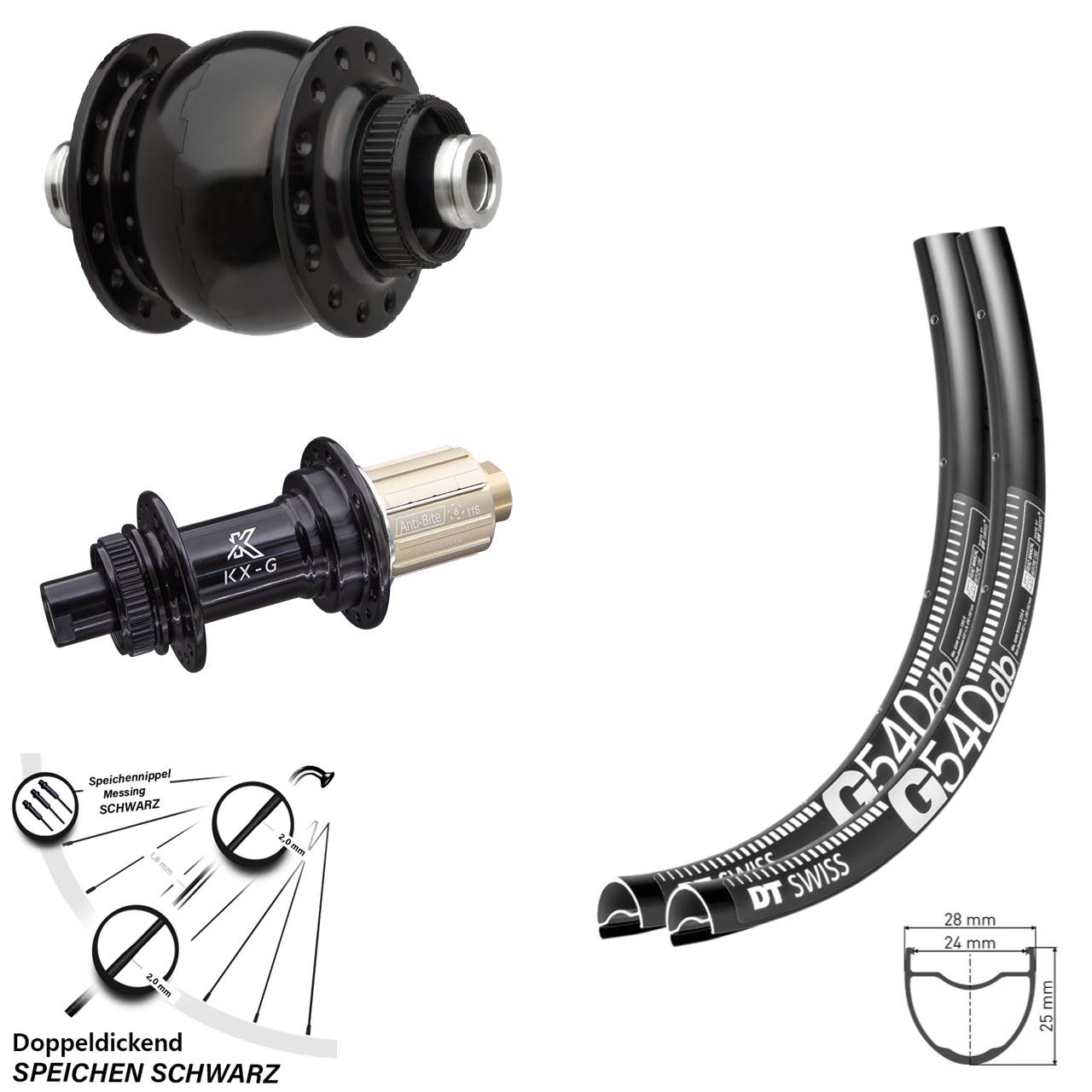 29 Zoll DT Swiss G540 KX-G SONdelux Laufradsatz Centerlock 12x100/142 8-12 fach
