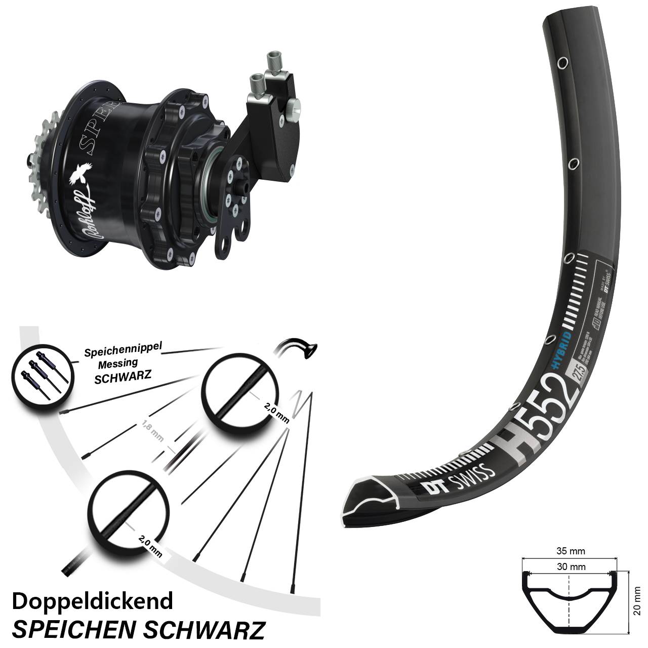 27,5 Zoll DT Swiss H 552 Rohloff Speedhub CC DB Tandem