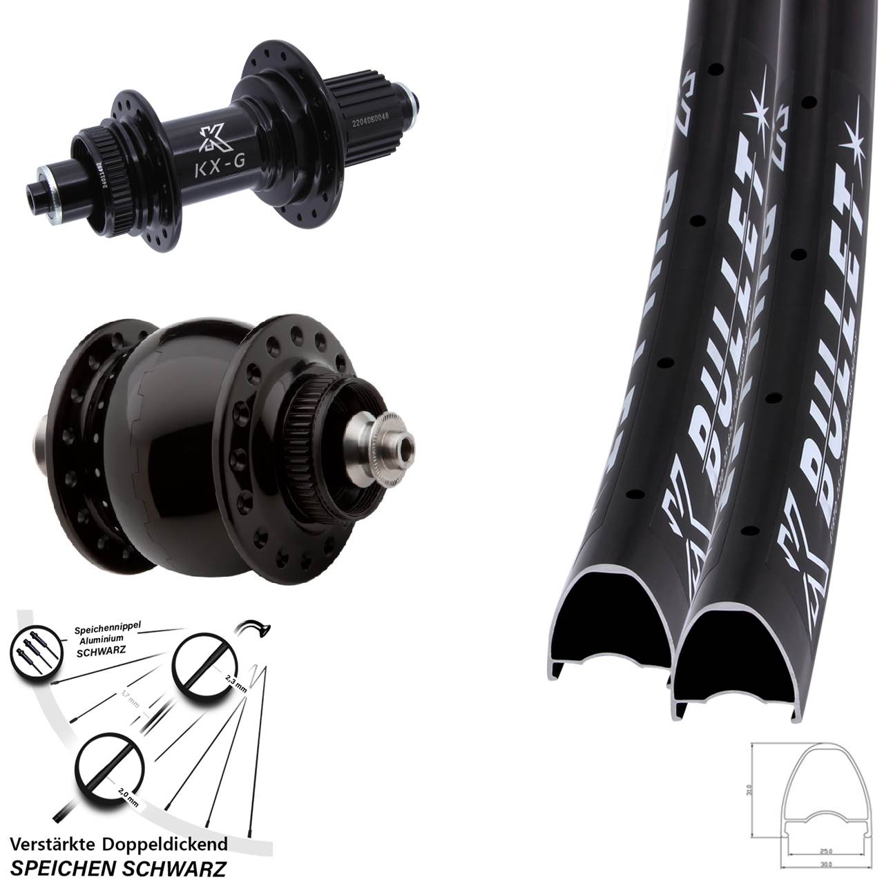KX-GS Bullet verstärkt SONdelux 28-29 Zoll Disc Laufrad-Satz QR Micro Spline