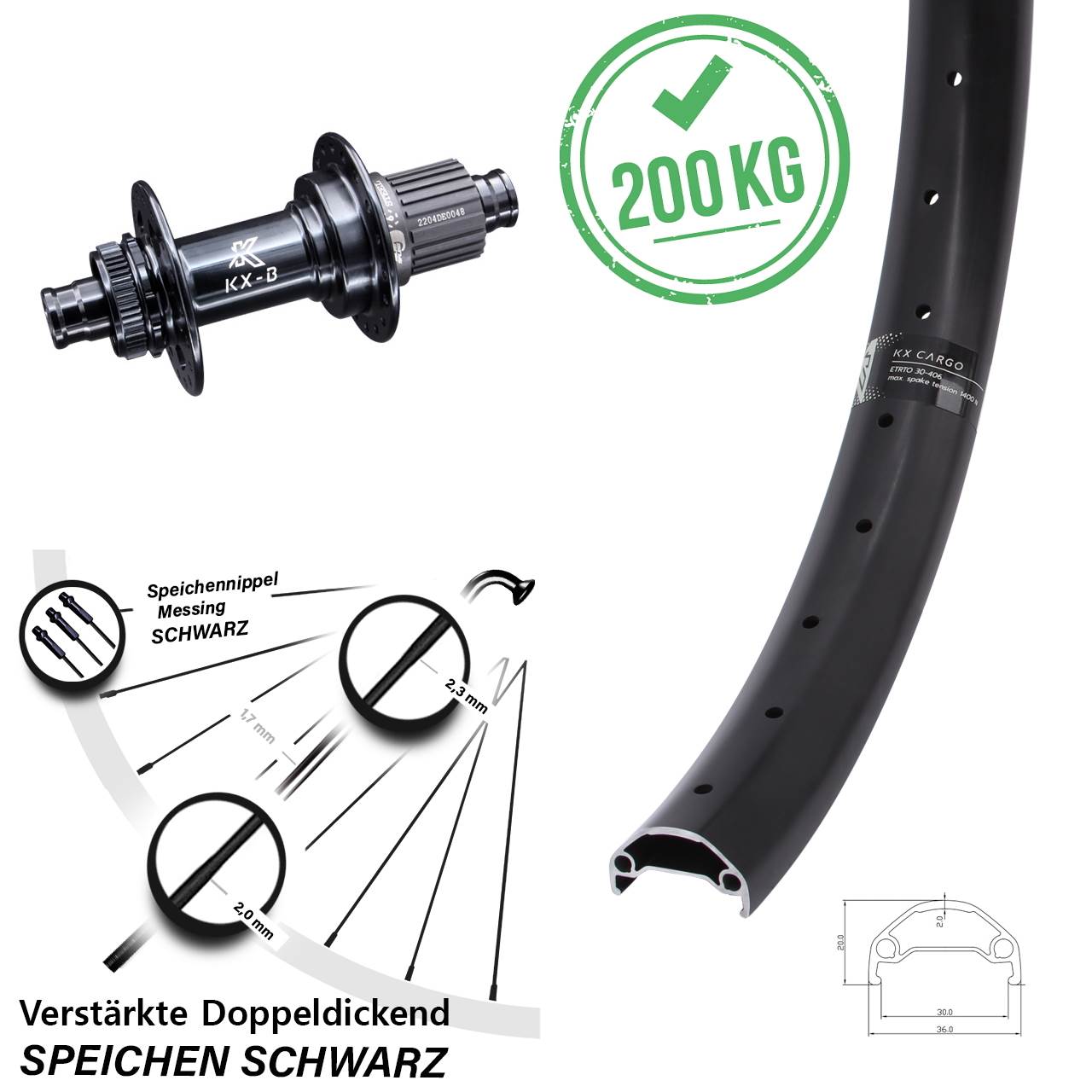 Boost Disc Hinterrad 12x148 26 Zoll KX Cargo Stahl Freilauf Micro Spline