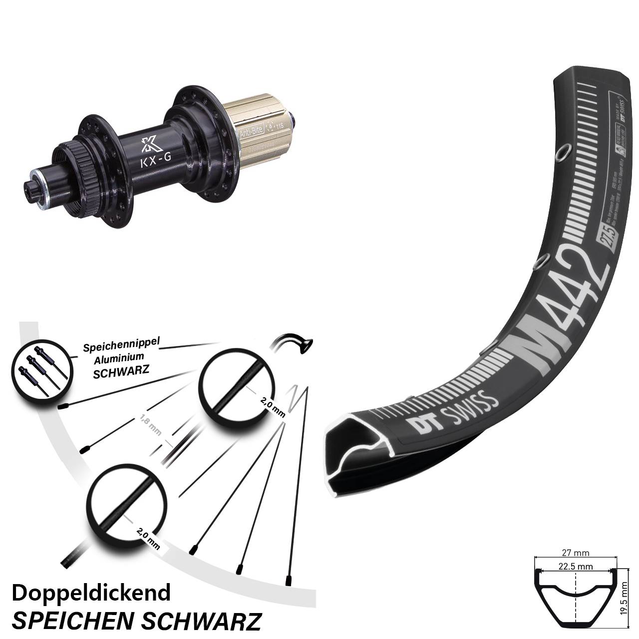 Disc Laufrad QR 29 Zoll DT Swiss M 442 KX-G 8-12 fach HG