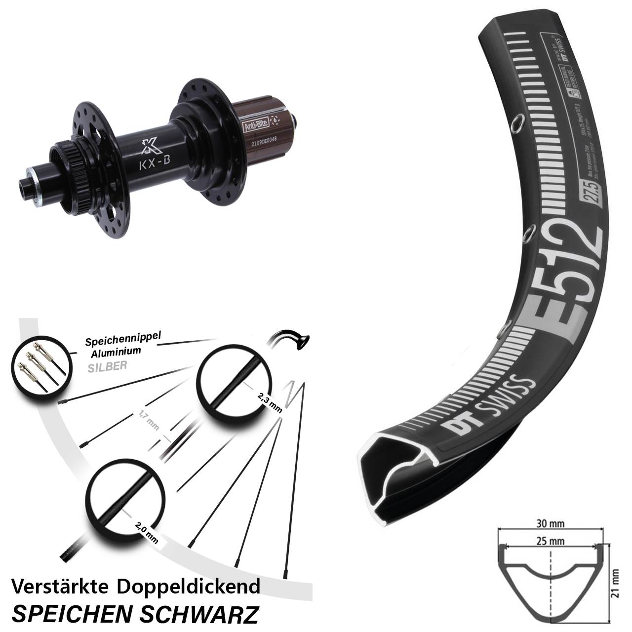 Boost Disc Laufrad QR 27,5 Zoll DT Swiss E 512 KX-B 8-12 fach