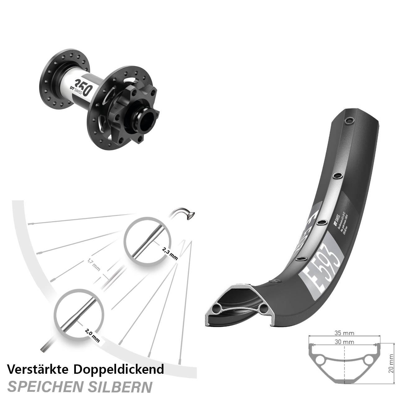 6-Loch Vorderrad 15x100 29 Zoll DT Swiss E 593-350